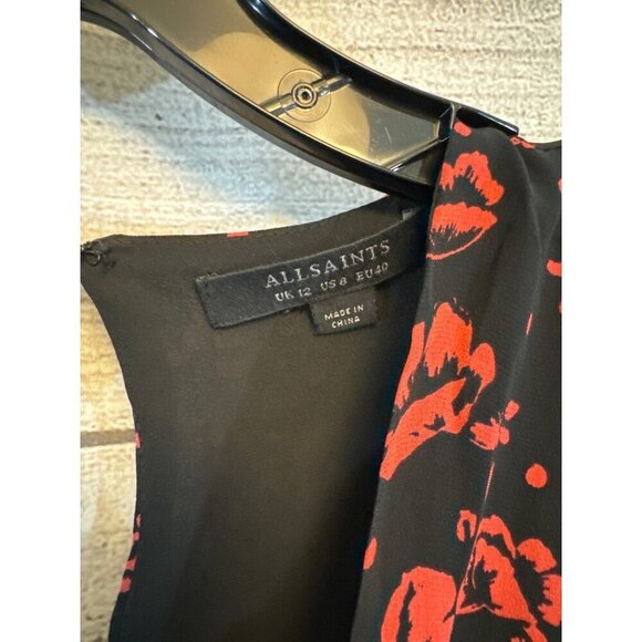 All Saints Luca Eira Floral Print Dress Size 8 - Picture 2 of 3